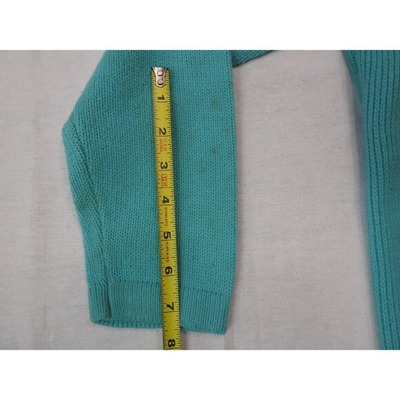 VTG Donovan Galvani Embroidered Cardigan Sweater Sz 38 M Aqua Blue Hong Kong - Picture 12 of 14